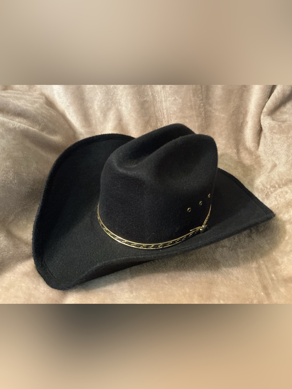 Western Express Black Cowboy Hat S/M Gold Band Western Cowgirl Rodeo